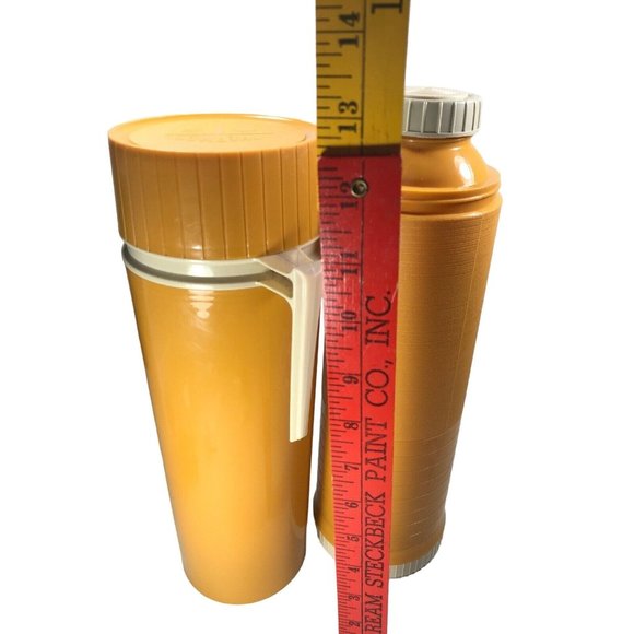 King-Seeley Tartan Thermos Lunch Bottle Cup Mustard Yellow Set Vintage - Picture 9 of 12